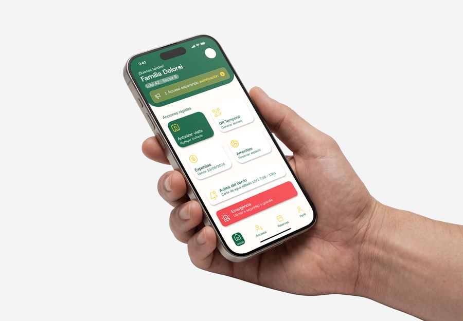 App de Ingressa en un celular, mostrando el panel de un residente